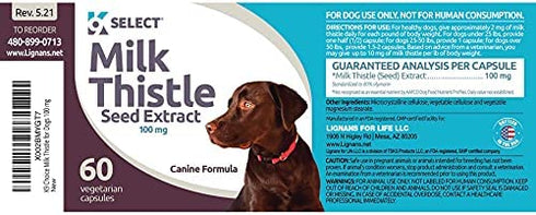 K9 Choice Milk Thistle for Dogs - 60, 100 mg Capsules - Promotes Liver Healthy Function for Dogs