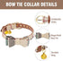 Bow Tie Dog Collar and Leash Set for Small Dogs - Puppy Leash Collars Classic Beige Plaid - Adjustable Size with Golden Bell - Perfect for Small Breeds Boys