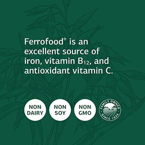 Standard Process Ferrofood - Whole Food Antioxidant, Healthy Blood and Hemoglobin with Cyanocobalamin, Acerola, Shiitake, Rice Bran, Organic Carrot, Alfalfa, Spanish Moss - 40 Capsules