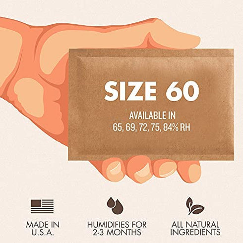 Boveda 69% RH 2-Way Humidity Control – Restores & Maintains Humidity – All In One Solution For Humidification- Patented Technology – Convenient & Versatile - 4 Count Resealable Bag