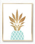 Brooke & Vine Gold Pineapple, She believed she could so she Did- Inspirational Teen Girl Room Wall Decor Art Prints (UNFRAMED 8 x 10) Women, Tween, Kids Motivational Wall Art for Bedroom, Office, Home - Gold Palm Aqua Pineapple