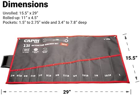 Capri Tools Wrench Roll Up Pouch, SAE, 13 Pockets