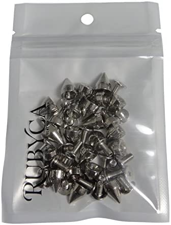 RUBYCA 100 Sets 9MM Silver Color Bullet Cone Spike and Stud Metal Screw Back for DIY Leather-Craft
