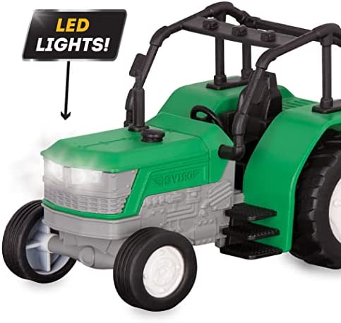 Driven by Battat – Micro Tractor – Toy Tractor with Light, Sound, & Detachable Trailer Farm Toy for Kids 3+ (2Pc)