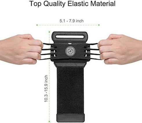 VUP Cell Phone Holder Wristband for iPhone Xs Max/XS/XR/X/6S/7/8 Plus, Galaxy S10/S10+/S10e/S9/S9+/S8 Note 9/8/J7, LG G6, Google Pixel 3 XL, 180 Rotatable Armband for 4.0"~6.5" Mobile Phone