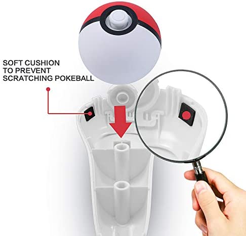 Poke Ball Plus Grip, Holder for Lets Go Pikachu Lets Go Eevee Pokemon Switch Poke Ball Plus with 2 Thumb Stick Covers - RedWhite