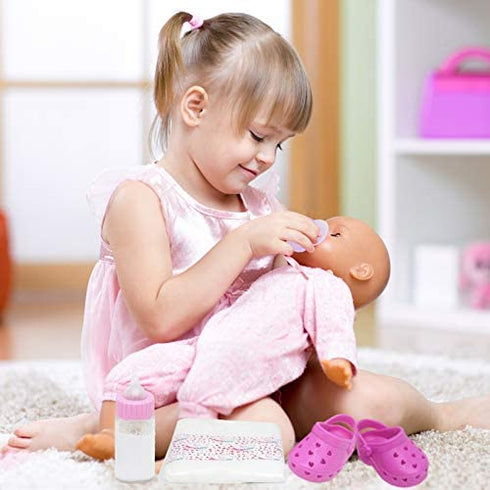 Click N' Play Baby Girl Doll Caring and Feeding Accessories Set (Doll not Included), Pink