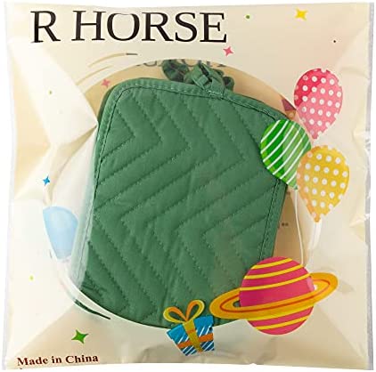 R HORSE 6Pcs Christmas Pot Holder with Pocket for Kitchen Green Pocket Pot Holder Cotton Heat Resistant Potholder Terry Coaster Oven Mitts Christmas Hot Pads for Baking Cooking 7''x9''