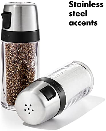 OXO Salt and Pepper Shaker Set, Clear, Stainless Steel