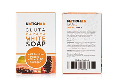 Glutathione & Papaya White Soap, Natural Skin Brightening for Face & Body Exfoliating, Dark Spots, Acne Scars with Niacinamide, Coconut Oil for Silky Smooth Skin - Cruelty Free, 3.52 Oz (2 Pack)