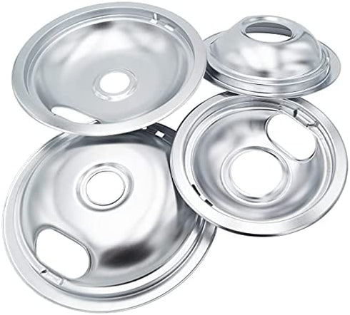 Supplying Demand W10196405 W10196406 4 Pack Electric Range Stove Top Chrome Drip Pan Replacement Set Model Specific Not Universal