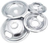 Supplying Demand W10196405 W10196406 4 Pack Electric Range Stove Top Chrome Drip Pan Replacement Set Model Specific Not Universal