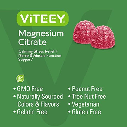 Magnesium Citrate Gummies Supports Stress Relief, Anxiety Relief, Sleep Aid, Calm Mood, Muscle Relaxer, Migraine Relief, Optimal Relaxation, Chewable Gummy Supplement, for Adults Teens Men and Woman