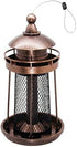 Twinkle Star Wild Bird Feeder Hanging for Garden Yard Outside Decoration, Panorama Gazebo Birdfeeder, Lighthouse Shaped (Copper Red)