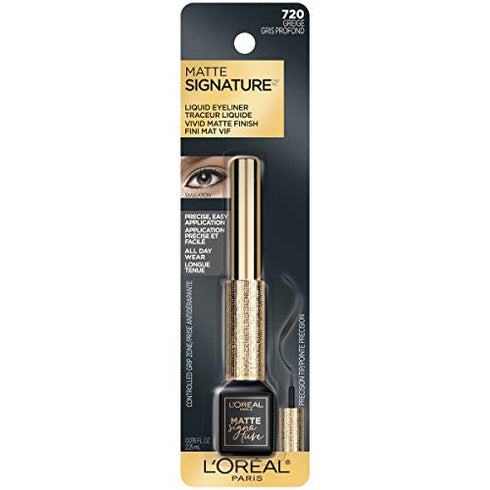 L'Oreal Paris Makeup Matte Signature Liquid Dip Eyeliner, Waterproof, Precise and Easy Application, All Day Wear, Vivid Matte Finish, Greige, 0.07 fl; Oz.