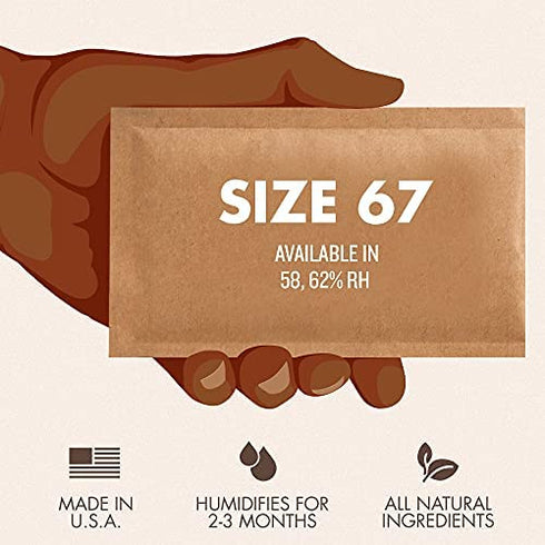 Boveda 62% Humidor Packets - 2 Way Humidity Control Packs - Size 67 1 Count - Humidor Accessories - Humidity Packs - Relative Humidity Packs - Humidor Packet - Boveda Packs Humidity Controller