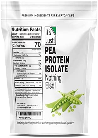 It's Just! - Pea Protein Powder, Ultra Smooth Texture, Unflavored, Canadian Grown Peas, Vegan, Plant Based Protein, 8oz