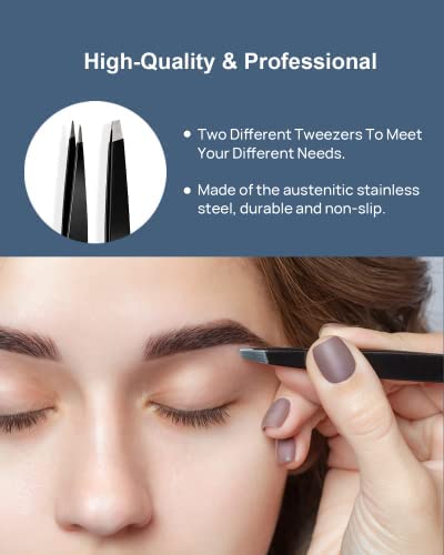 OMIRO 10X & 25X Magnifying Mirrors and Two Eyebrow Tweezers Kits, 3.5" Two Suction Cups Magnifier Travel Set