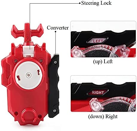 Battling Sparking String Launcher, World Spriggan Top Burst Launcher Set, Left and Right Spin String Launcher Grip Compatible with All Bey Burst Series - Red