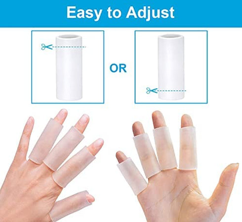Sumifun Finger Sleeves, 10 PCS Gel Finger Protector for Thumb, Trigger Finger, Arthritis, Silicone Finger Tubes for Preventing Bruised, Cracking, Hand Eczema, Practising Golf, Badminton Protector