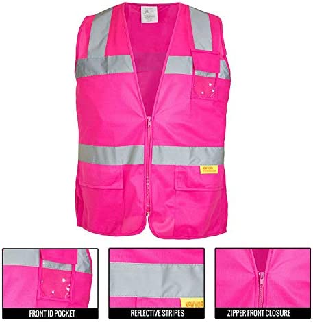 RK Safety PK0430 ANSI/ISEA Class 2 Certified Female Safety Vest (Pink, 2XL)