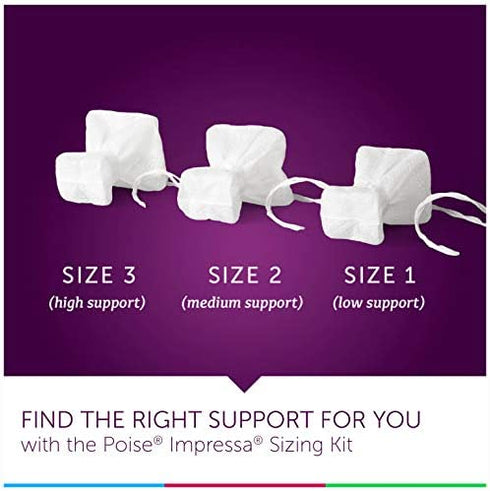 Poise Impressa Incontinence Bladder Supports for Bladder Control Sizing Kit, 3 Count, Packaging May Vary