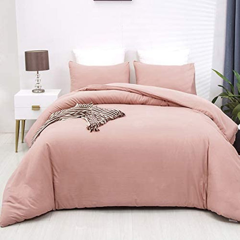 Luxlovery Pink Pillowcases Women Girls Blush Pink Pillow Shams Dusty Rose Pillowcase for Adults Teens Pillow Cases 2 Pack 20x26 Inches for Queen Bed