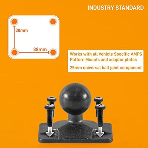 iBOLT TabDock Bizmount AMPs - Heavy Duty Drill Base Mount for All 7" - 10" Tablets ( iPad , Samsung Tab) Great for Commercial Vehicles, Trucks, and Wall Mounting- Features 1 inch / 25mm Ball Joint