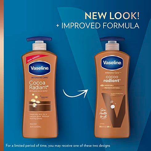 Vaseline Intensive Care Body Lotion for Dry Skin Cocoa Radiant Lotion Made with Ultra-Hydrating Lipids and Pure Cocoa Butter for a Long-Lasting, Radiant Glow 20.3 oz