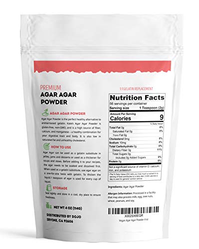 Agar Agar Powder for Vegans, Baking, and Petri Dishes (4oz) - Kate Naturals. Substitute Unflavored Gelatin Powder & Thickener for Vegan Jello & Gelatin Sheets. Keto-Friendly, Non-GMO & Gluten Free