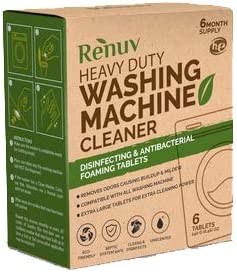 Renuv Washing Machine Cleaner For Front Load, Top Load or HE, Slow Dissolving Huge 40g Eco Friendly Tablets For Maximum Effect Deep Clean Your Washer Where Others Fail