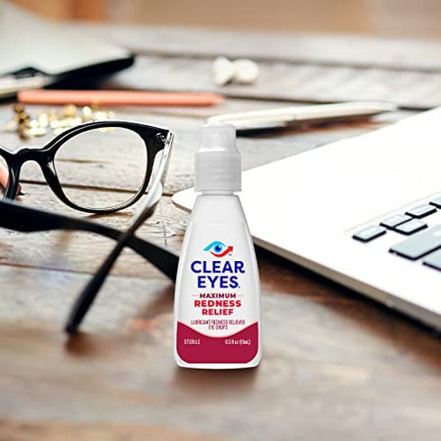 Clear Eyes Maximum Redness Eye Relief Eye Drops, 0.5 Fl Oz, Pack of 3
