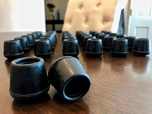 Shepherd Hardware 8760E Leg Tips 3/4-Inch Inside Diameter Rubber Chair Leg Caps, 24 Pack, Black