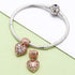 ABUN Rose Gold Heart Dangle Charms with Clear CZ Stone 925 Sterling Silver Love Bead for Bracelet