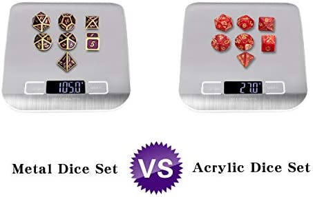 DnDnD Table Game Metal Dice Set, 7PCS D&D Metal Die with Metal Gift Box for Tabletop Games Dungeons and Dragons Dice (Dark Purple and Gold Number)