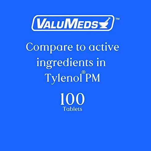 ValuMeds PM Pain Reliever and Nighttime Sleep Aid (375-Caplets) Acetaminophen 500mg | Fast-Acting Relief for Headaches, Minor Aches | Non-Habit Forming