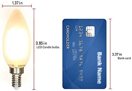 CarryBC Dimmable LED Candelabra Bulb Soft White , 2700k 40W Equivalent E12 Base LED Candle Bulbs, C35 Frosted Glass Torpedo Shape Bullet Top, 360 Degrees Beam Angle, Pack of 6 …