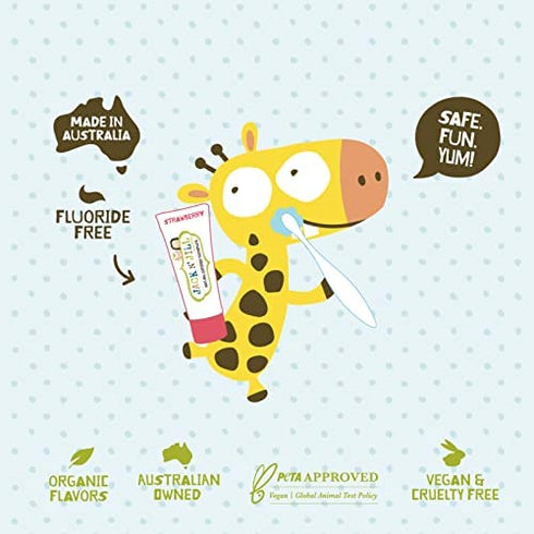 Jack N' Jill Kids Natural Toothpaste - Kids Toothpaste Fluoride Free, Organic Flavors, BPA Free SLS Free, Makes Tooth Brushing Fun for Kids - Banana & Blackcurrant, 1.76 oz (Pack of 2)