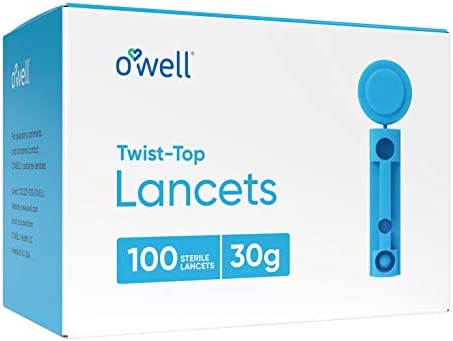 O'WELL Twist Top Lancets, 30 Gauge | for Blood Glucose & Keto Testing | 2 Boxes of 100 Sterile Lancets