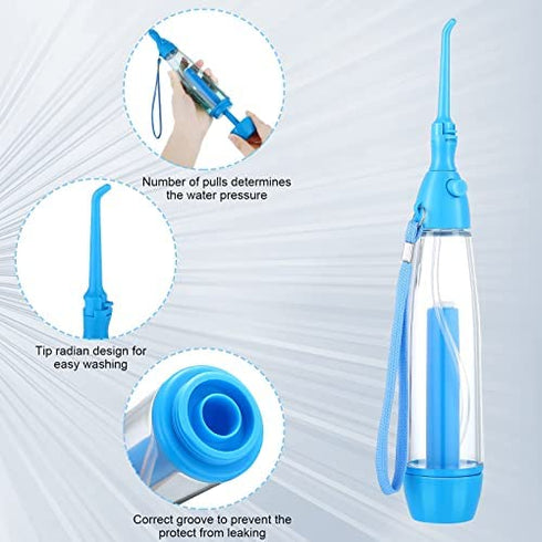 Tonsil Stone Remover, 1 Manual Pump Type Low Pressure Irrigator Oral Water Pick, 1 Tonsil Stone Remover with LED Light, 1 Stainless Steel Tonsil Stone Removal Tools to Get Rid of Bad Breath (Blue)