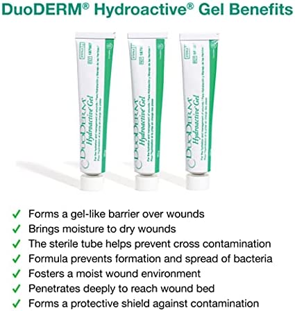 ConvaTec DuoDERM Hydroactive Sterile Gel, 30 Grams Tube for Management of Partial and Full-Thickness Wounds, Aids Autolytic Debridement, 187987, Box of 3 Tubes