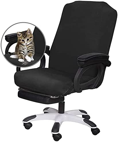 SARAFLORA Office Chair Cover- Large, Black- Removable Computer Chair Cover for Office Chair with Zipper for Universal Rotating Chair Desk Chair Cover High Back Chair Seat Washable Protector for Pets