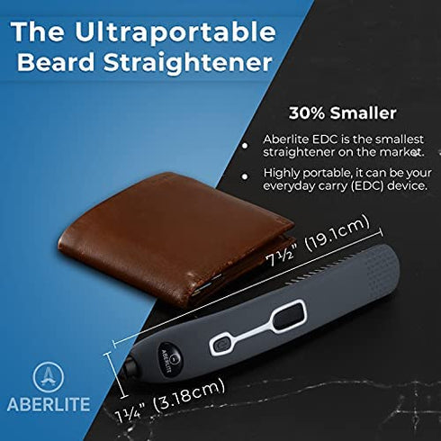Aberlite EDC - Premium Beard Straightener Brush for Men - Professional Straightening Tool Heated Comb - Beard Kits for Men - Beard Kits Gift Sets Men - Beard Grooming Kit for Men Gift Set (Grey)
