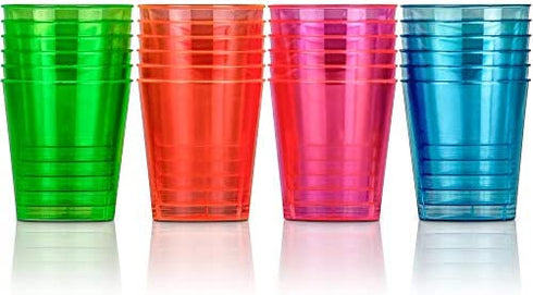 DecorRack 2 Oz Neon Shot Glasses, Plastic Shot Cup, Disposable Party Cups, Mini Cups Shot Glasses (24 Pack)