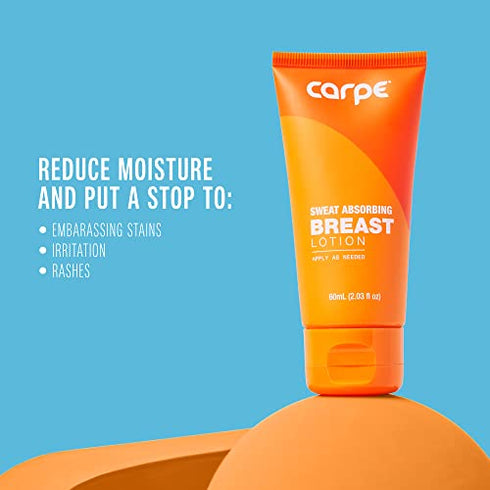 Carpe No-Sweat Breast - Helps Keep Your Breasts and Skin Folds Dry - Sweat Absorbing Lotion - Helps Control Under Breast Sweat - Great For Chafing and Stain Prevention