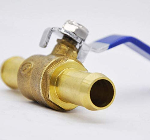 YOUHO 5/8 Hose Barb Straight Through Forged Brass Micro-Cut Ball Valve, heater hose shut off valve 5/8" Hose Barb x 5/8" Hose Barb, 180 Degree Operating Handle, Water, Oil, Gas, Fuel line Fittings