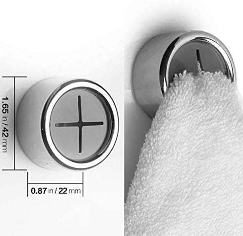 Eiqer 8 Pack Kitchen Towel Holder, Self Adhesive Wall Dish Towel Hook, Round Wall Mount Towel Holder for Bathroom, Kitchen and Home, Wall, Cabinet, Garage, No Drilling Required