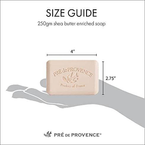 Pre de Provence Artisanal Soap Bar, Enriched with Organic Shea Butter, Natural French Skincare, Quad Milled for Rich Smooth Lather, Sandalwood, 8.8 Ounce