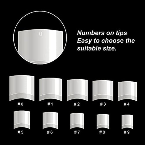 Short Nail Tips - TOEDO 1000PCS French Short Style Nail Tip Natural Acrylic Nail Tips 10 Sizes False Nails for Nail Art Salon
