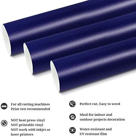 TECKWRAP Permanent Adhesive Vinyl 12" x 10ft, Matte Dark Blue